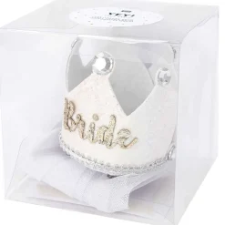 Rico Design Fête Et Anniversaire | - Couronne de mariée "Bride" avec voile et strass, Taille 8.5 cm
