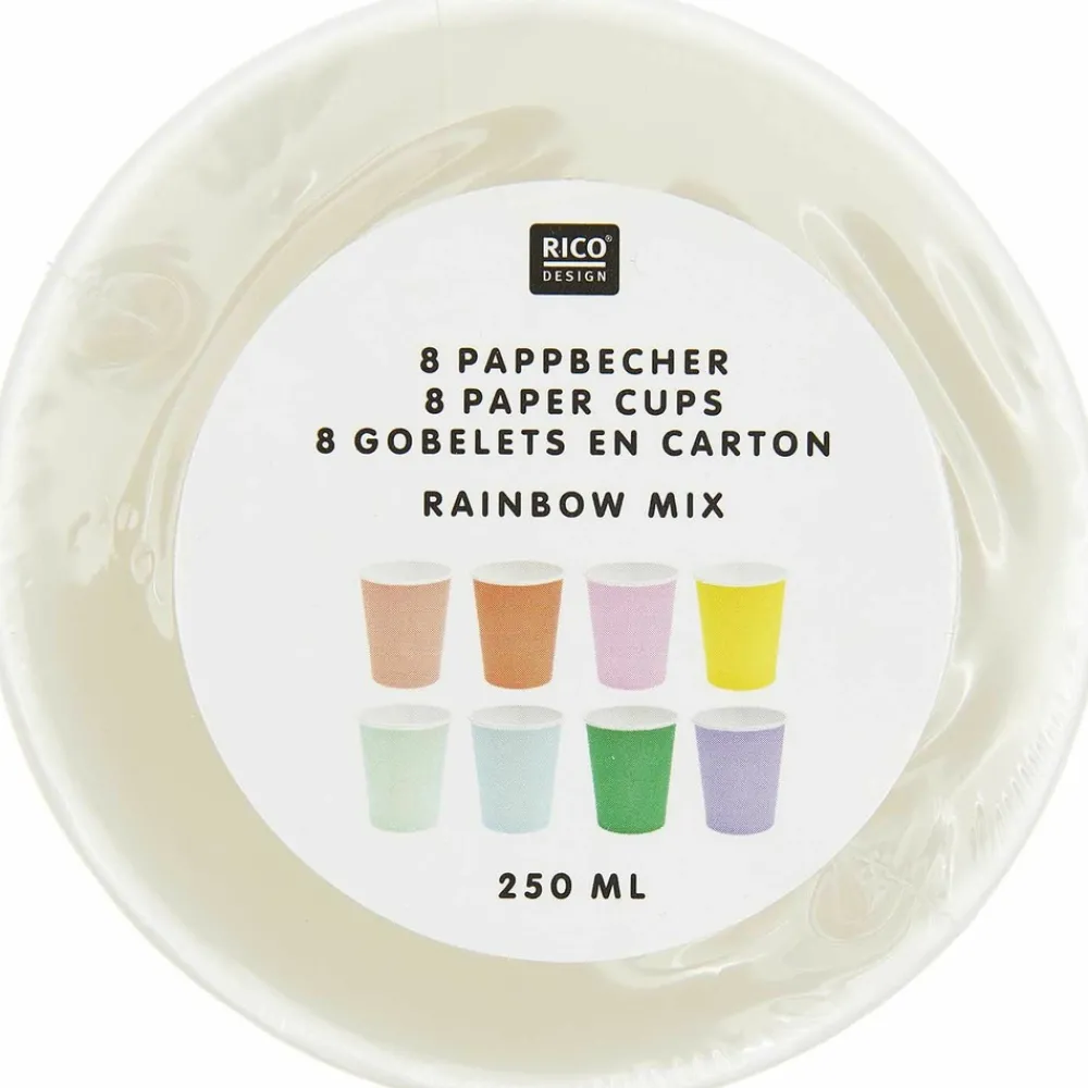 Rico Design Fête Et Anniversaire | - 8 gobelets en carton multicolores