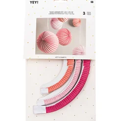 Rico Design Fête Et Anniversaire | - Lampions (x3) en papier rose D.27 cm, 22,5 cm et 18,5 cm