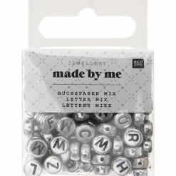 Rico Design Bijoux Et Perles | - 165 perles - lettres rondes - argenté