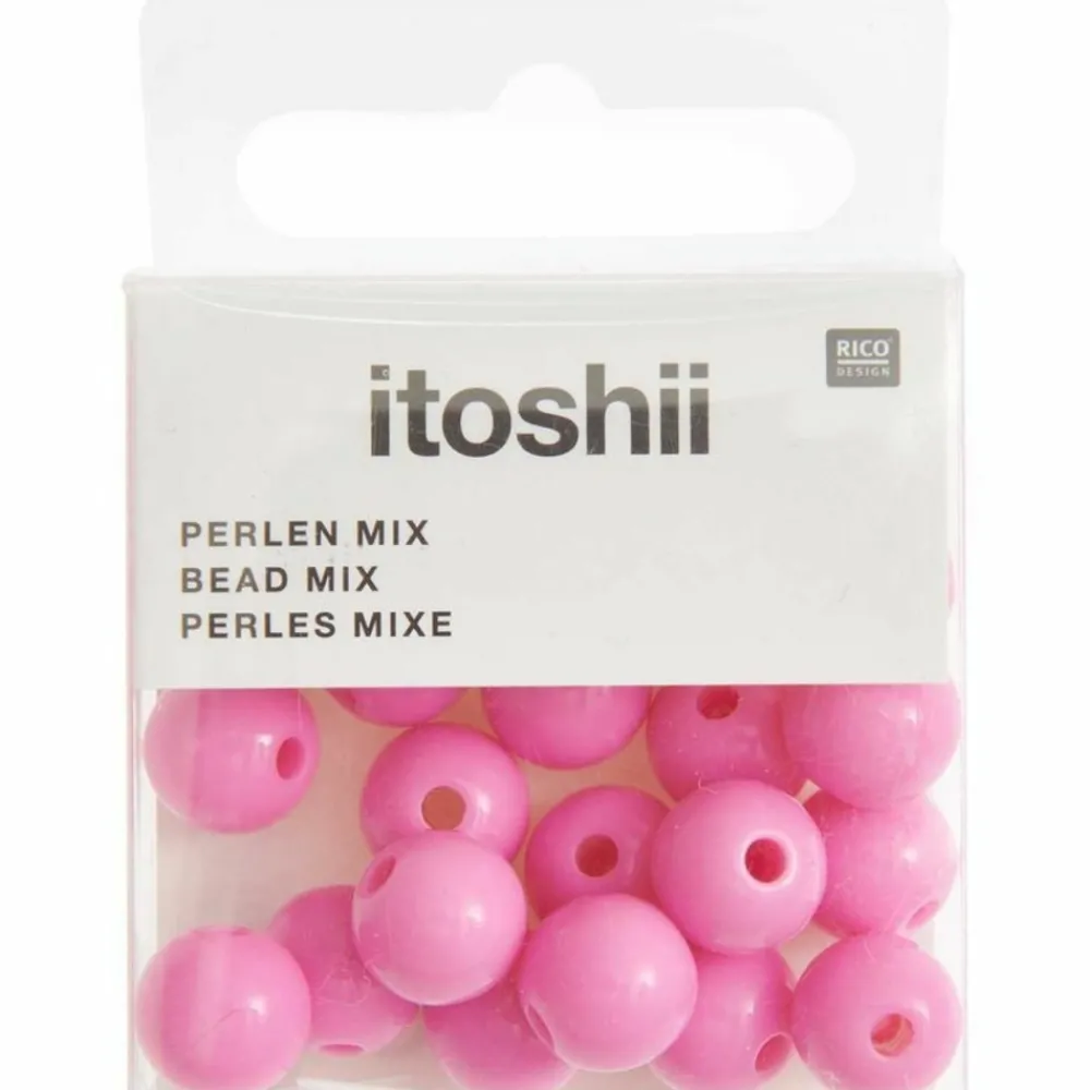 Rico Design - 24 perles rondes 10 mm - fuchsia