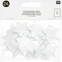 Rico Design Décoration Créative | - 20 étoiles en bois blanc petit 30 mm