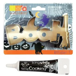 Scrapcooking Fête Et Anniversaire | - Découpoir à biscuits en inox booh halloween + stylo alimentaire noir