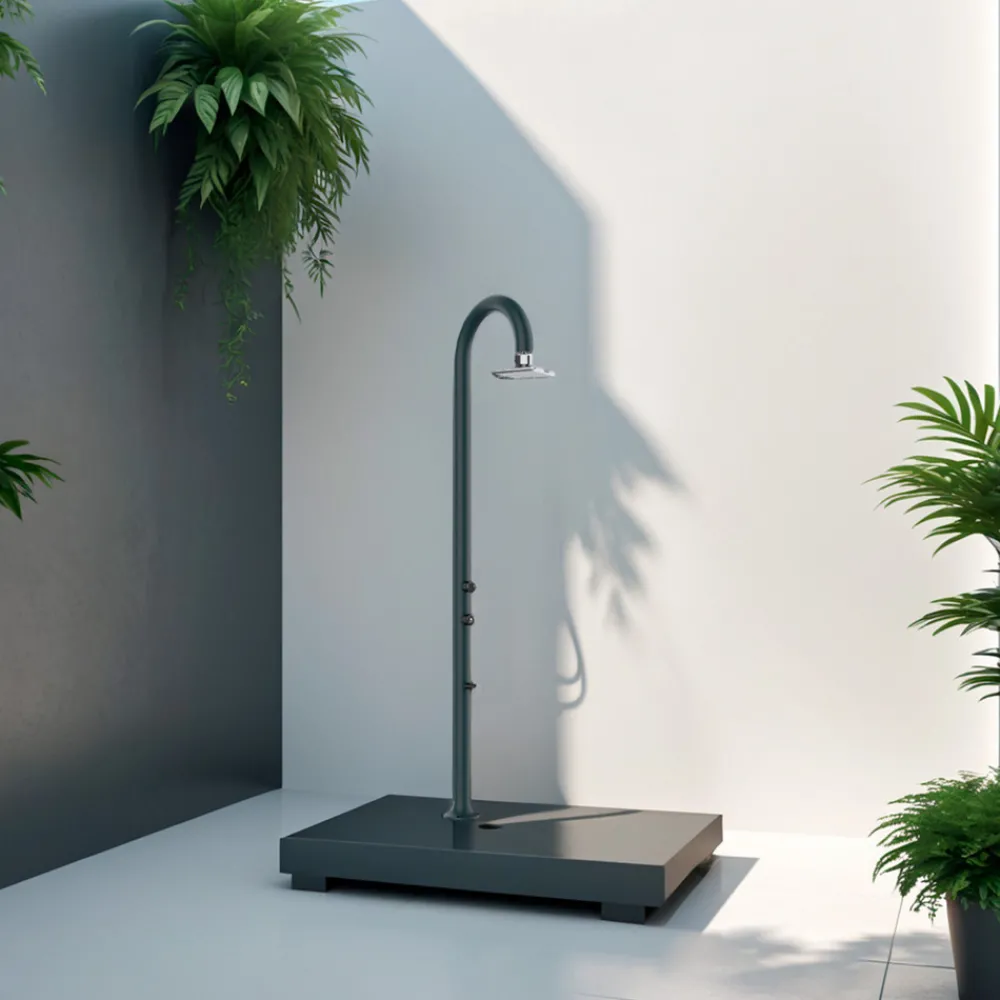 Sined Piscines Et Spas | - Douche alu grise led capteur lavepieds eau chaudefroide