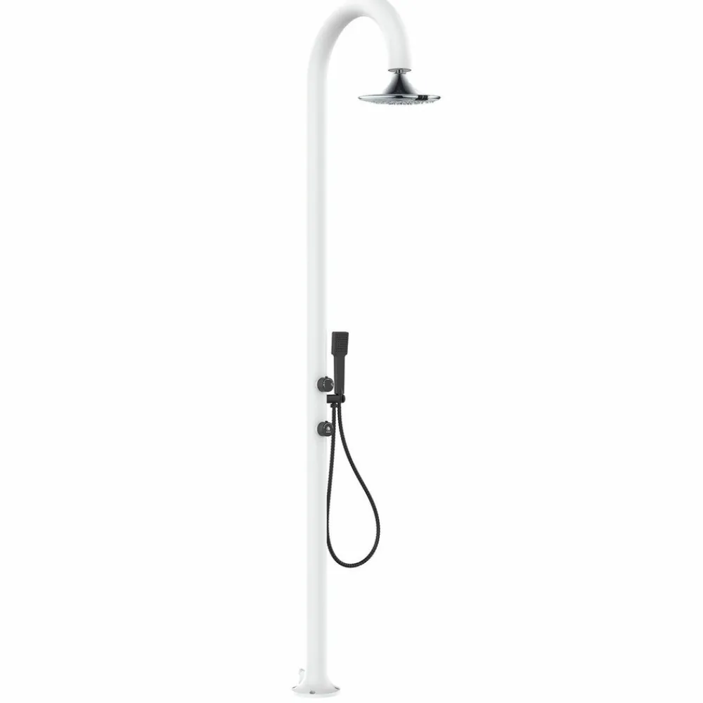 Sined Piscines Et Spas | - Douche blanche alu led capteur 3 jets usage interieurexterieur