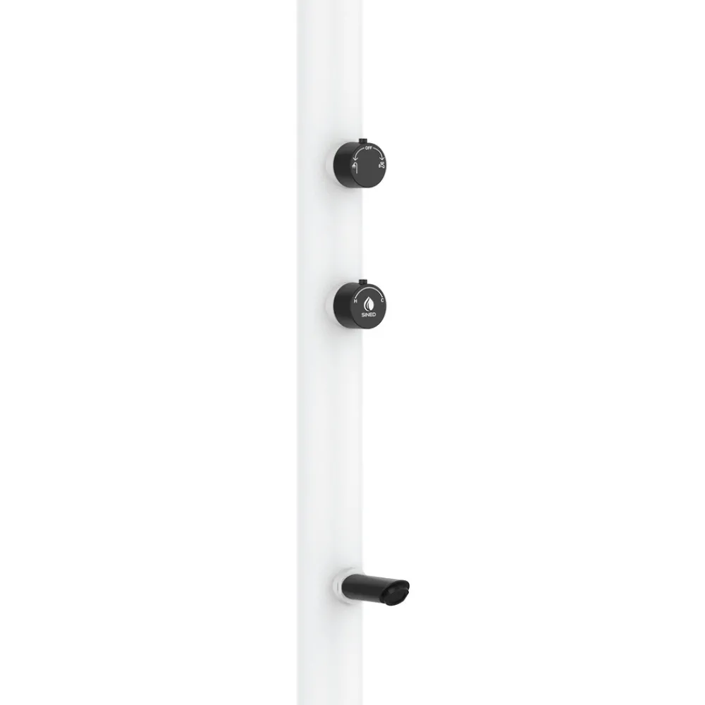Sined Piscines Et Spas | - Douche blanche en alu avec led eau chaudefroide et lavepieds