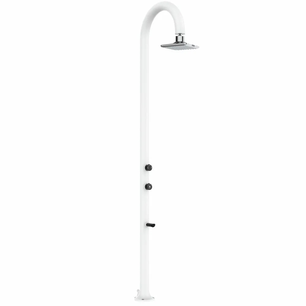 Sined Piscines Et Spas | - Douche blanche en alu avec led eau chaudefroide et lavepieds