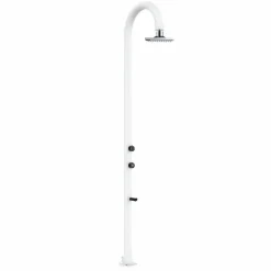 Sined Piscines Et Spas | - Douche blanche en alu avec led eau chaudefroide et lavepieds