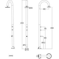 Sined - Douche en alu avec led 3 jets et capteur eau chaude et froide Clearance