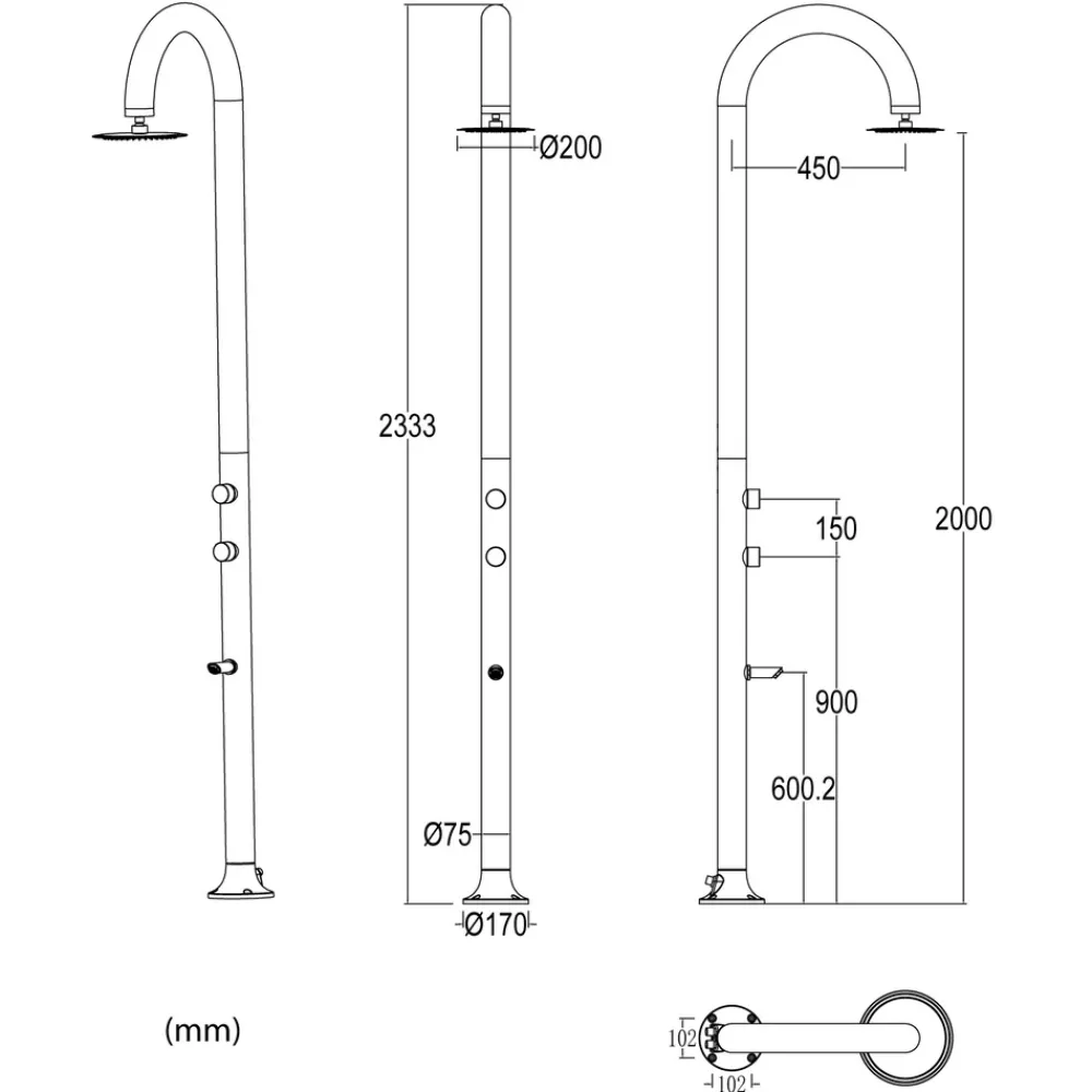 Sined - Douche en alu avec led 3 jets et capteur eau chaude et froide Clearance