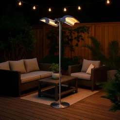 Sined Chauffage D’Extérieur | - Lampadaire avec double chauffage stufa infrarossi terra 4000