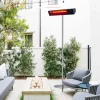 Sined Chauffage D’Extérieur | - Radiateur infrarouge wifi avec pôle 2000w verre noir chaud
