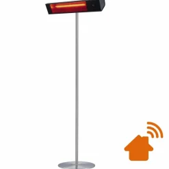 Sined Chauffage D’Extérieur | - Radiateur infrarouge wifi avec pôle 2000w verre noir chaud