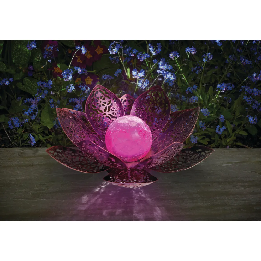 Smart Garden Eclairage D’Extérieur | - Lanterne solaire, lotus à poser "Damasque", en métal - L.27xH.11cm