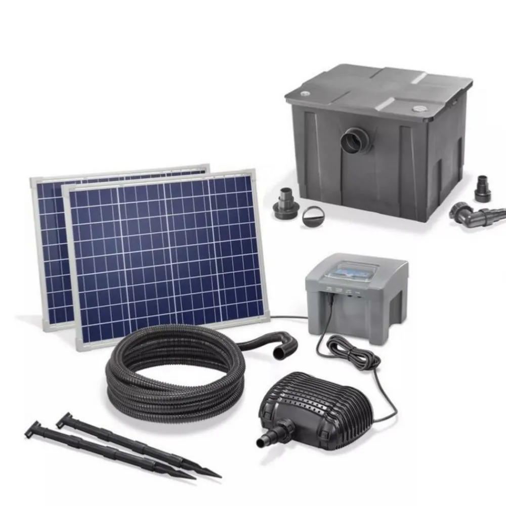 Solairepratique - Kit pompe solaire bassin fontaine cascade pro batt 2600l-100w avec batterie et filtre Sale