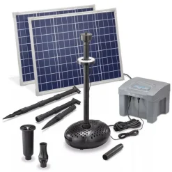 Solairepratique - Kit pompe solaire bassin jet d'eau pro batt led 2600l-100w avec batterie et anneau led Clearance