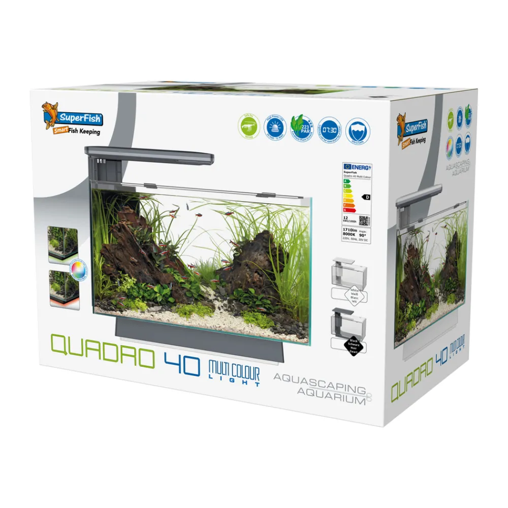 Superfish - Aquarium Quadro 40, coloris noir - L.45xP.25xH.35,7cm Hot