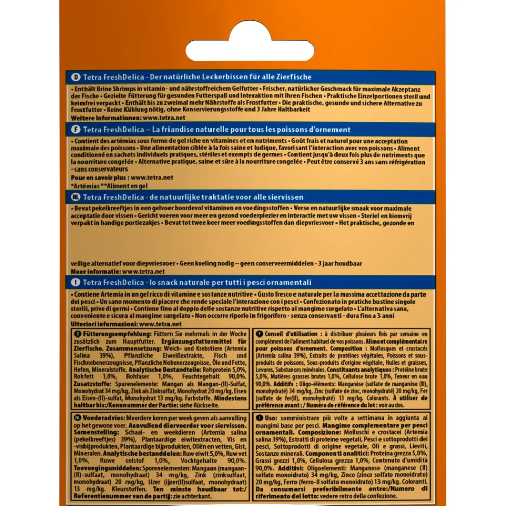 Tetra Alimentation | - Friandises artemias "brine shrimps" en gel 16 sticks de 3 g fresh delica no