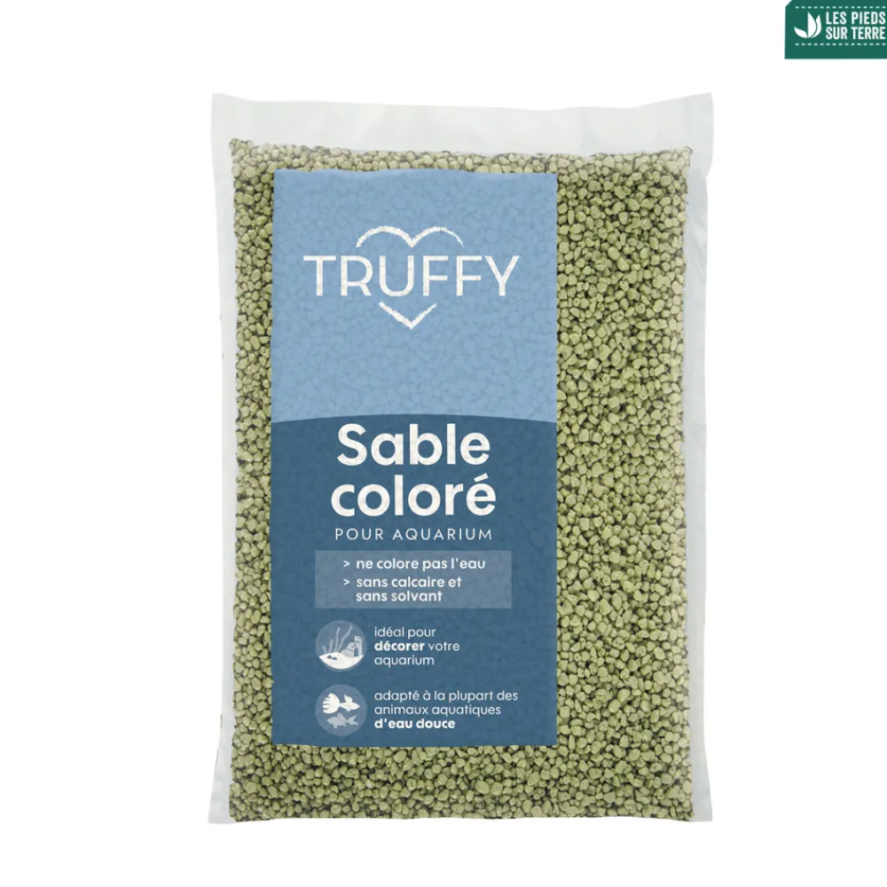 Truffy - Sable coloré pour aquarium d'eau douce vert 1Kg