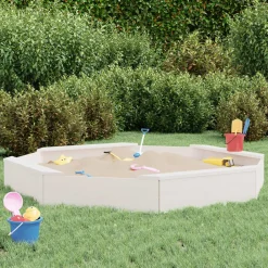 Vidaxl Jeux D'Extérieur | - Bac à sable avec sièges blanc octogone bois de pin massif