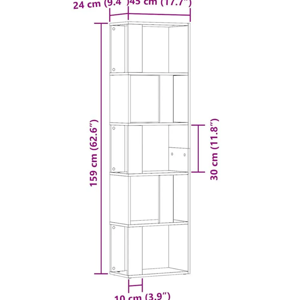 Vidaxl Mobilier D'Intérieur | - Bibliothèque vieux bois 45x24x159 cm bois d'ingénierie