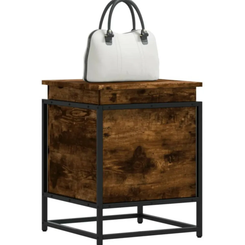 VidaXL Mobilier D'Intérieur | - Boîte de rangement avec couvercle chêne fumé bois d ingénierie