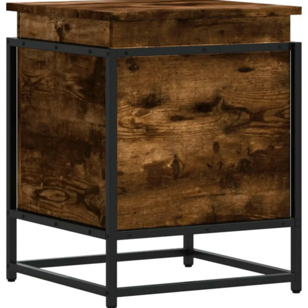 VidaXL Mobilier D'Intérieur | - Boîte de rangement avec couvercle chêne fumé bois d ingénierie