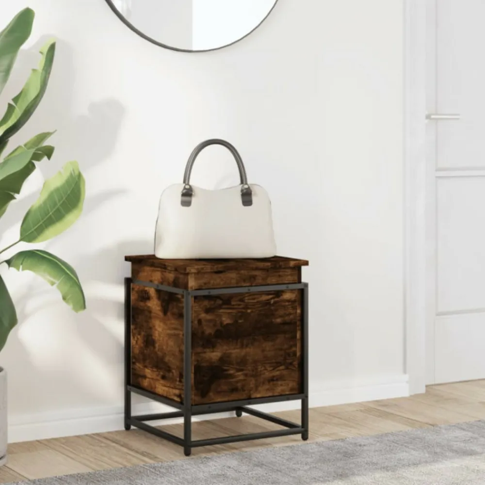 VidaXL Mobilier D'Intérieur | - Boîte de rangement avec couvercle chêne fumé bois d ingénierie