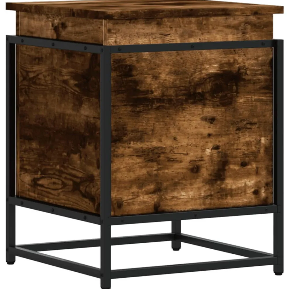 VidaXL Mobilier D'Intérieur | - Boîte de rangement avec couvercle chêne fumé bois d ingénierie