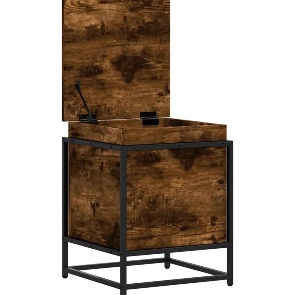 VidaXL Mobilier D'Intérieur | - Boîte de rangement avec couvercle chêne fumé bois d ingénierie