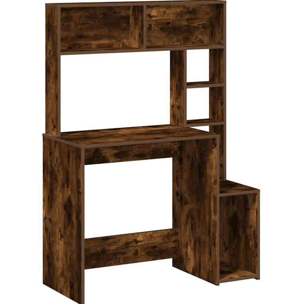 VidaXL - Bureau avec étagères chêne fumé 100x45x140 cm bois d'ingénierie Sale