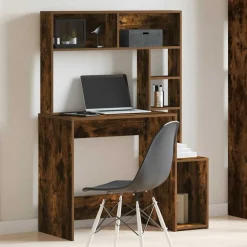 VidaXL - Bureau avec étagères chêne fumé 100x45x140 cm bois d'ingénierie Sale
