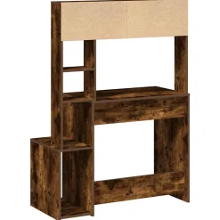 VidaXL - Bureau avec étagères chêne fumé 100x45x140 cm bois d'ingénierie Sale