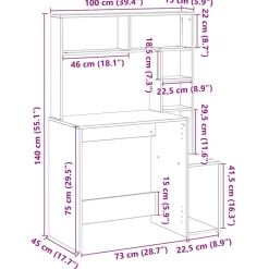 VidaXL - Bureau avec étagères chêne fumé 100x45x140 cm bois d'ingénierie Sale