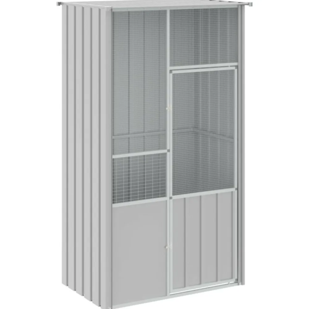 Vidaxl Cages, Volières Et Accessoires | - Cage à oiseaux gris 115x78x200 cm acier galvanisé