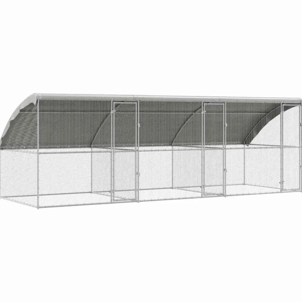 Vidaxl - Cage à poules argent 600 x 200 x 198.5 cm acier galvanisé Discount