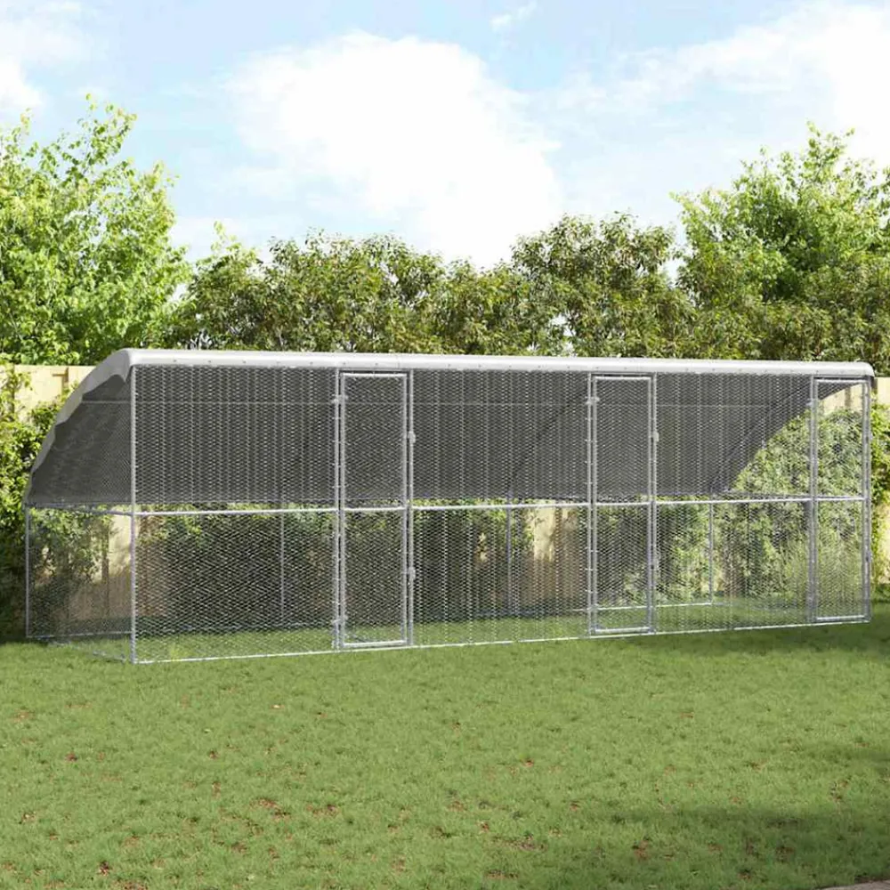 Vidaxl - Cage à poules argent 600 x 200 x 198.5 cm acier galvanisé Discount