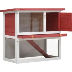 VidaXL - Clapier d extérieur 1 porte rouge bois Clearance