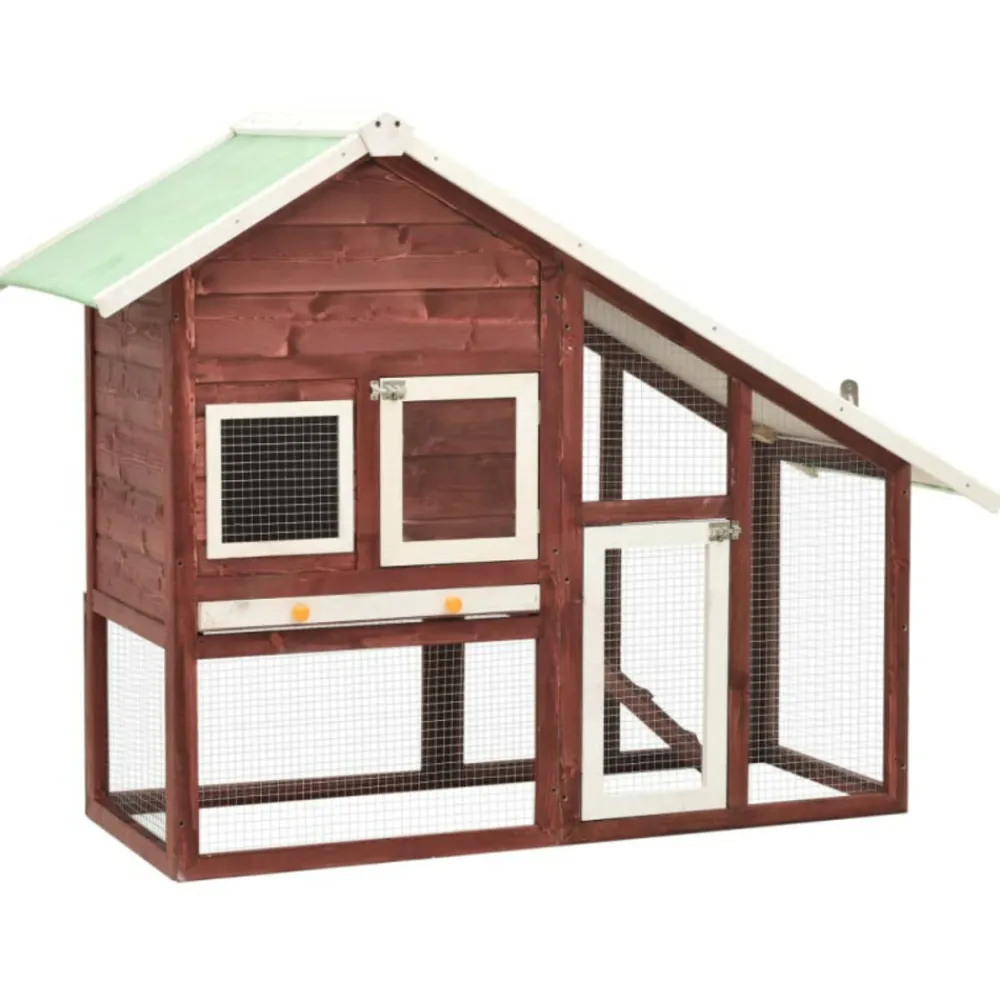 VidaXL Poulaillers, Clapiers Et Accessoires | - Clapier moka et blanc 140x63x120 cm bois de sapin massif