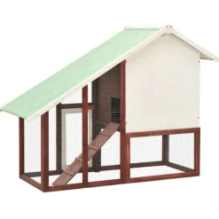 VidaXL Poulaillers, Clapiers Et Accessoires | - Clapier moka et blanc 140x63x120 cm bois de sapin massif