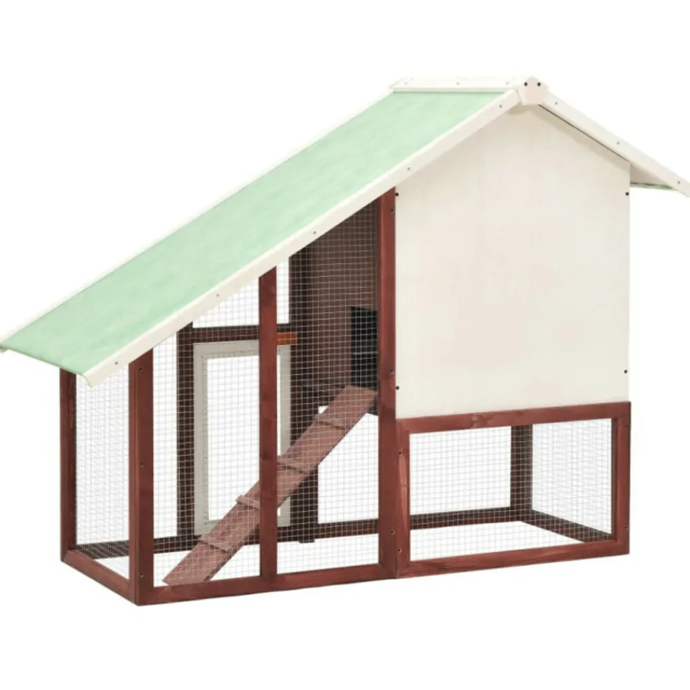 VidaXL Poulaillers, Clapiers Et Accessoires | - Clapier moka et blanc 140x63x120 cm bois de sapin massif