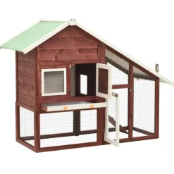VidaXL Poulaillers, Clapiers Et Accessoires | - Clapier moka et blanc 140x63x120 cm bois de sapin massif