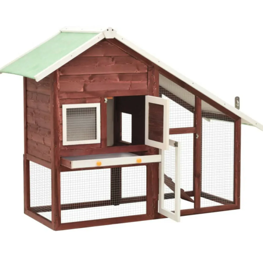 VidaXL Poulaillers, Clapiers Et Accessoires | - Clapier moka et blanc 140x63x120 cm bois de sapin massif