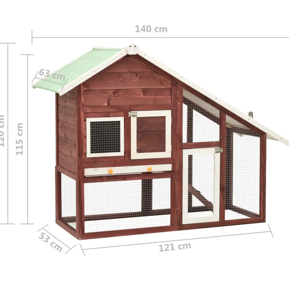 VidaXL Poulaillers, Clapiers Et Accessoires | - Clapier moka et blanc 140x63x120 cm bois de sapin massif
