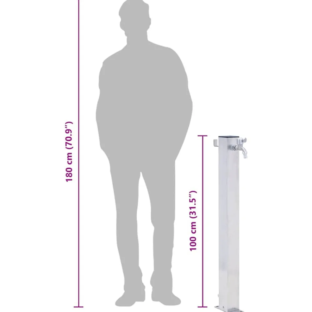 Vidaxl Bassins Et Fontaines | - Colonne à eau de jardin 100 cm acier inoxydable carré