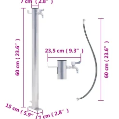 Vidaxl Bassins Et Fontaines | - Colonne à eau de jardin 60 cm acier inoxydable rond