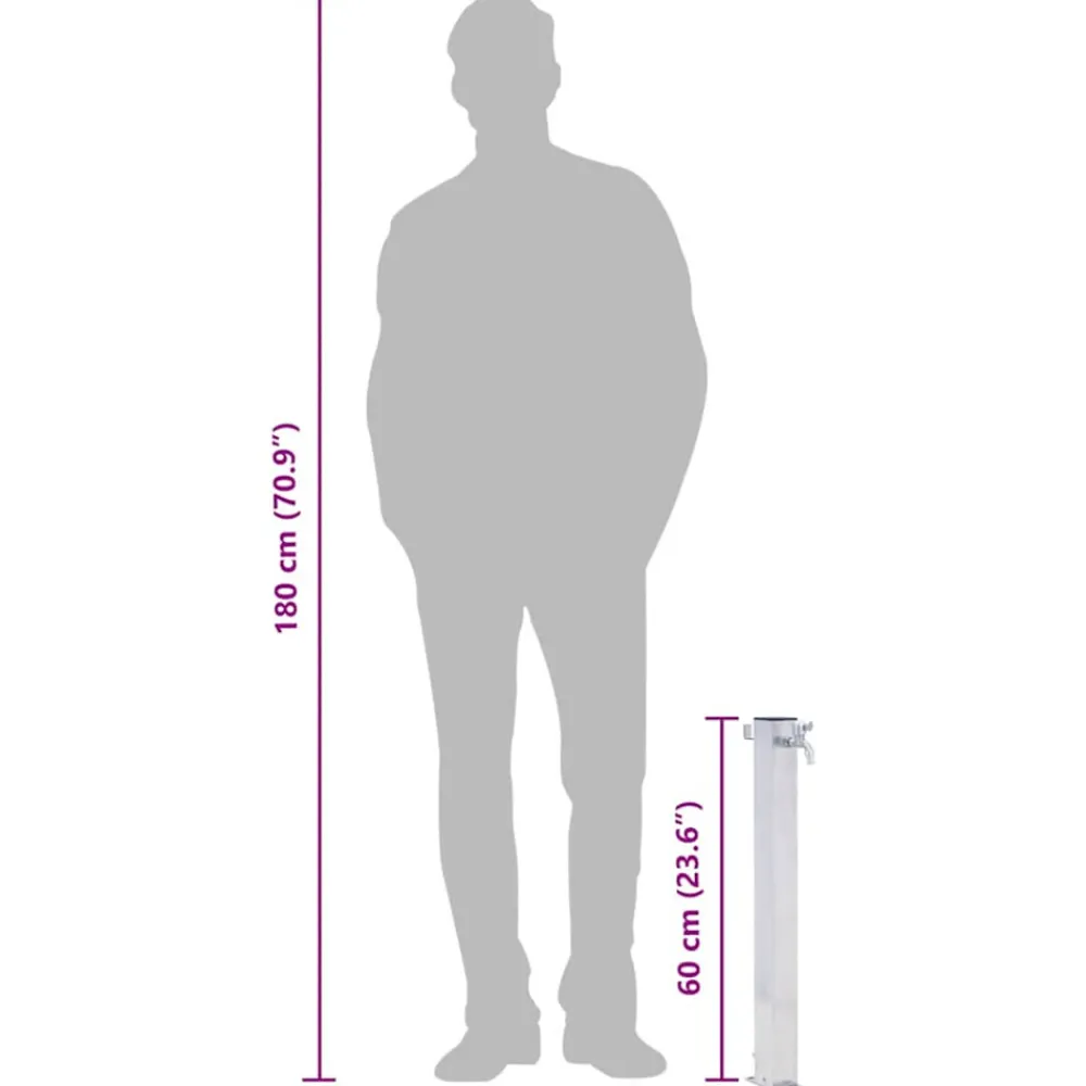 Vidaxl Bassins Et Fontaines | - Colonne à eau de jardin 60 cm acier inoxydable carré