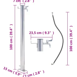 Vidaxl Bassins Et Fontaines | - Colonne à eau de jardin 100 cm acier inoxydable rond