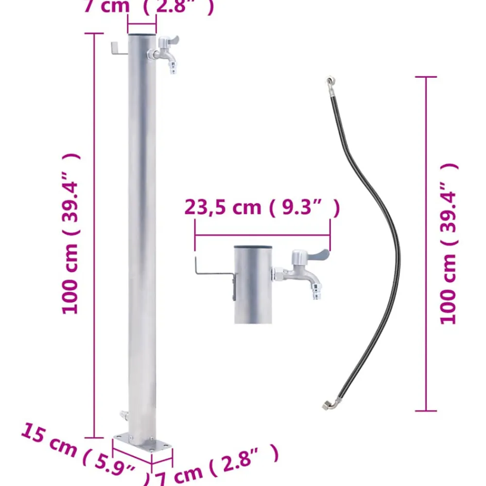 Vidaxl Bassins Et Fontaines | - Colonne à eau de jardin 100 cm acier inoxydable rond