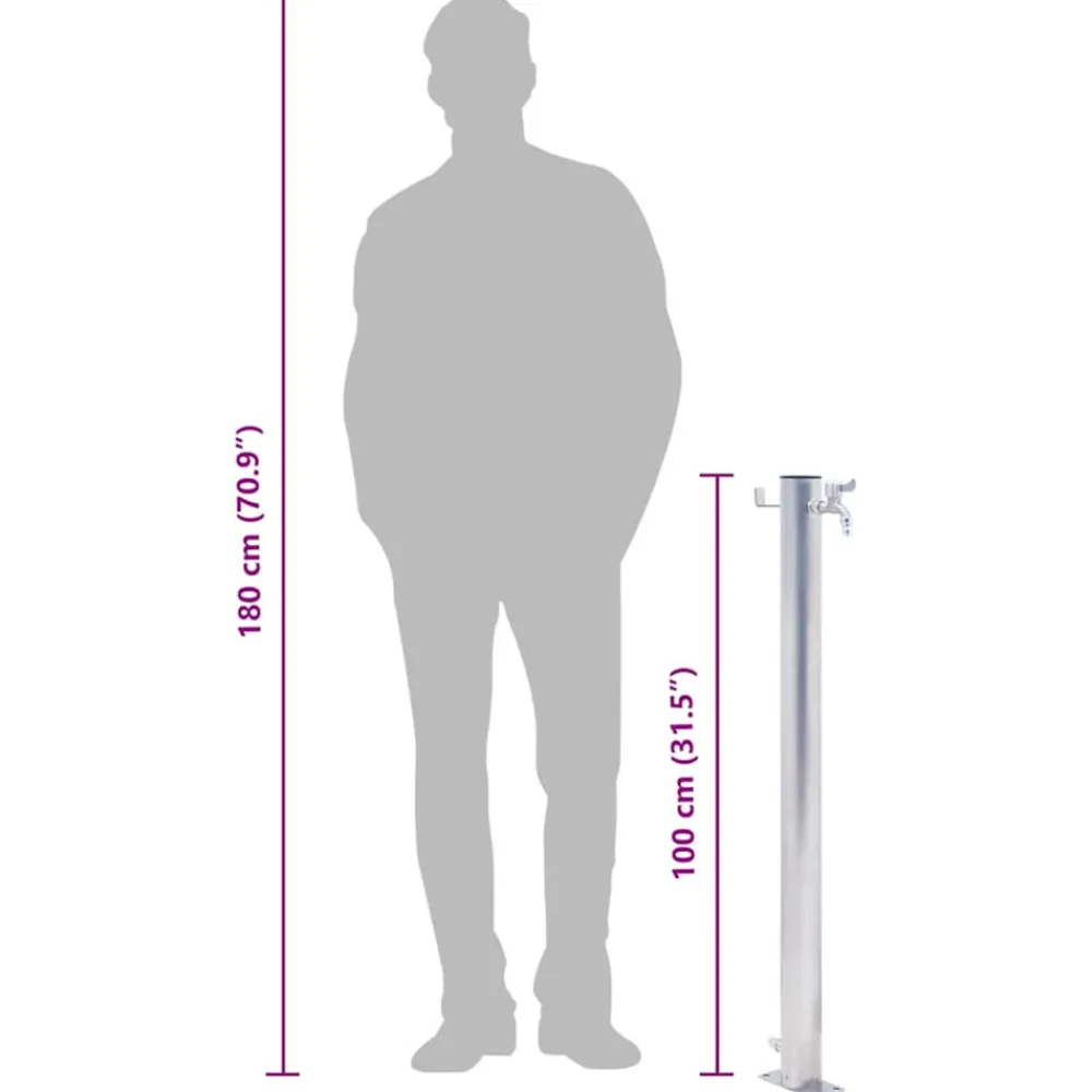Vidaxl Bassins Et Fontaines | - Colonne à eau de jardin 100 cm acier inoxydable rond